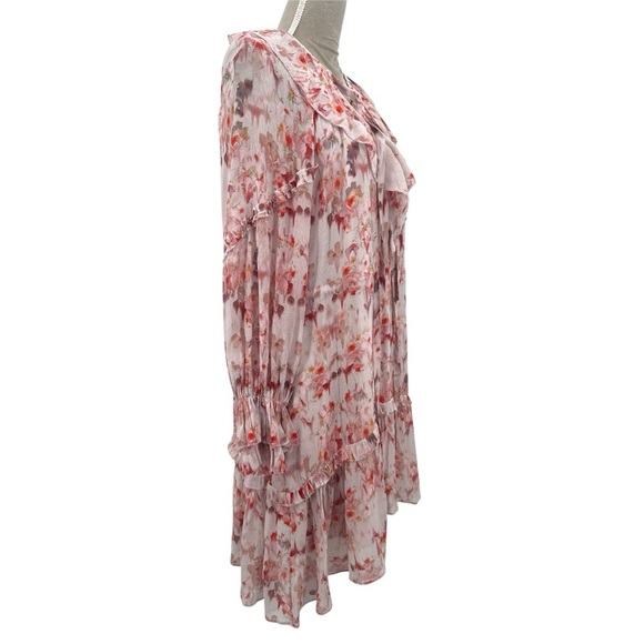 All Saints Ava Momo Dress Floral Print Long Sleeve Ruffle - Pink - US Size 4 - Picture 8 of 13